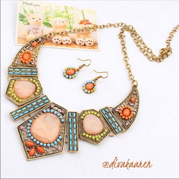 Gorgeous African Beaded Statement Necklace - Picture 2 of 7